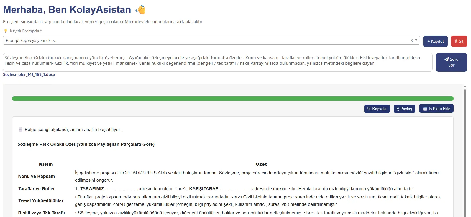 Sözleşme Yapay Zeka