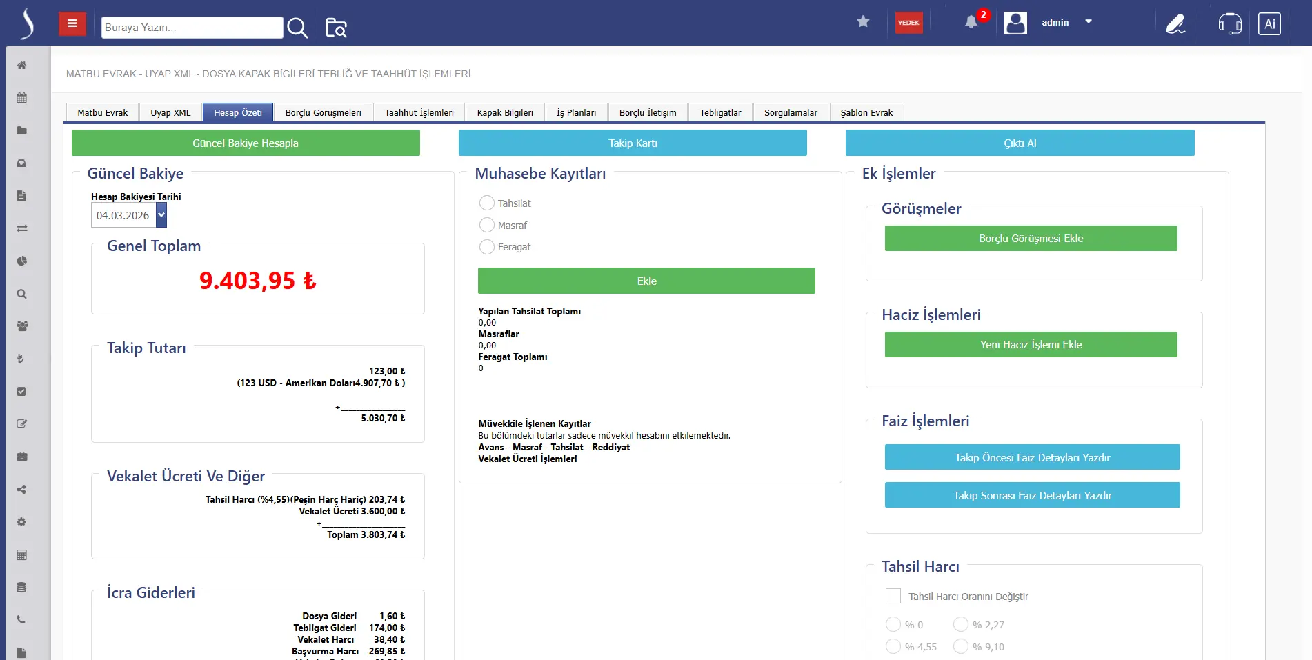 Hukuk Otomasyon Sistemi İcra Takibi