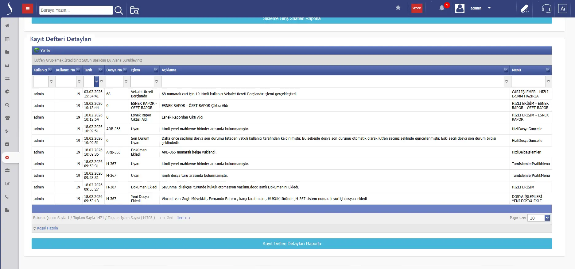 Bulut Hukuk Otomasyon Kayıt Defteri