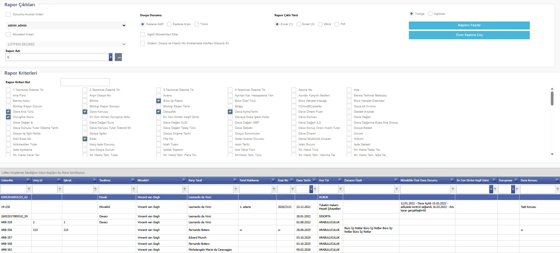 Bulut Hukuk Otomasyon Raporlama