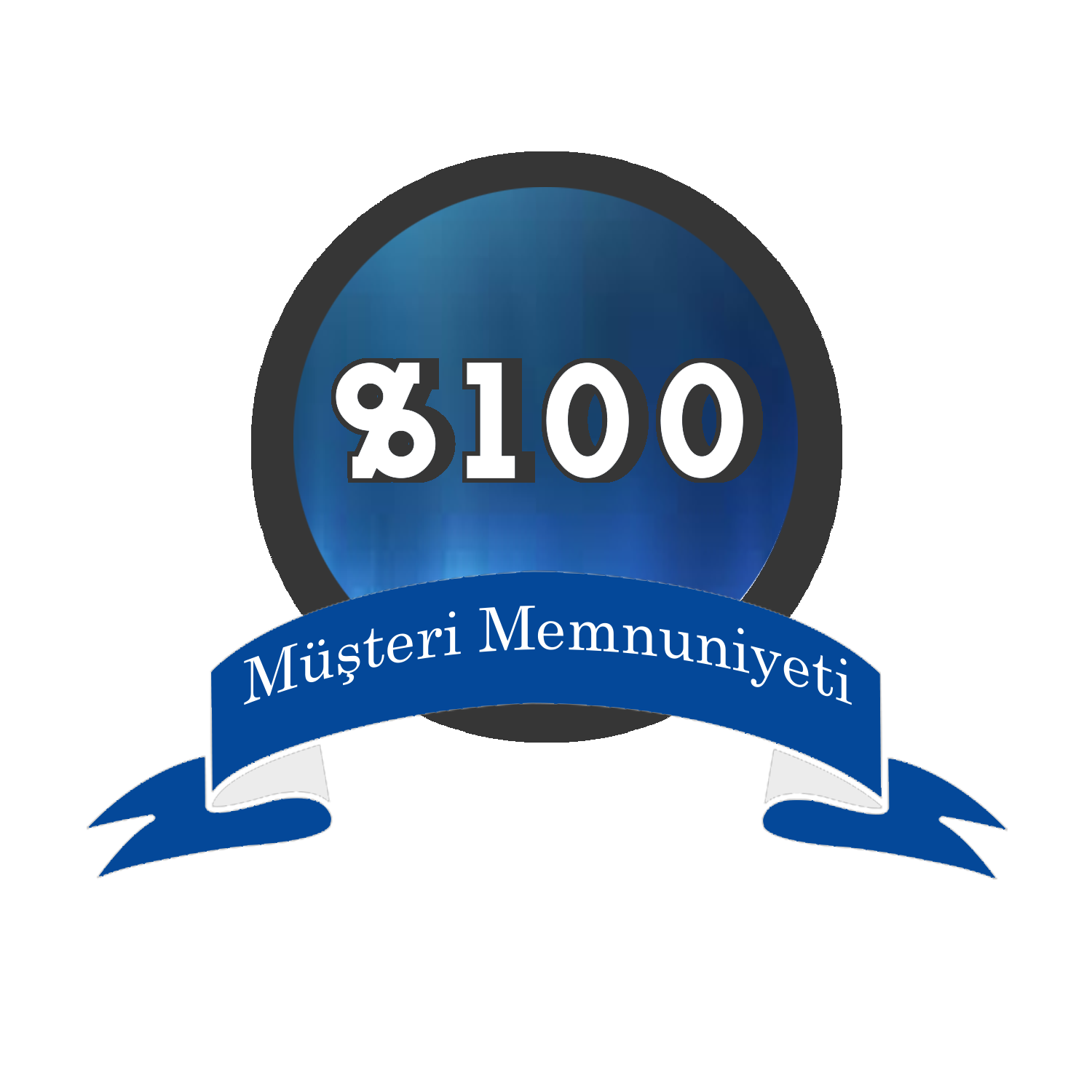 100 де. Musteri memnuniyyeti logo.