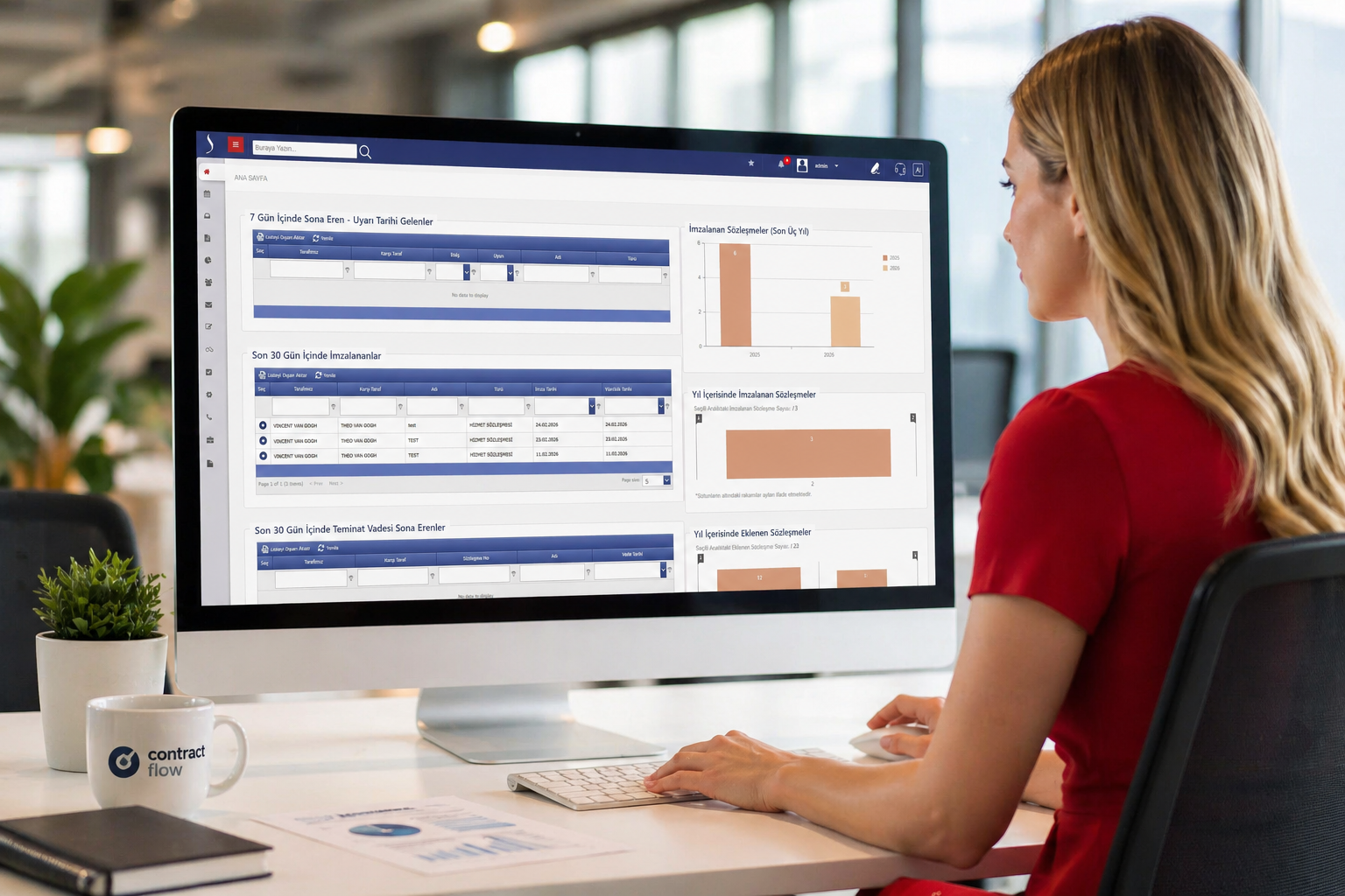 Sözleşme workflow yazılımı ekranı