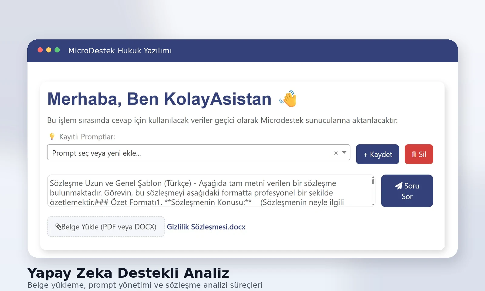 yapay zeka destekli hukuk yazılımı ekranı