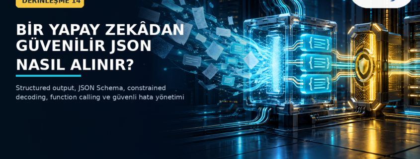 Yapay zekâdan güvenilir JSON alma sürecini anlatan DERİNLEŞME 14 kapak görseli
